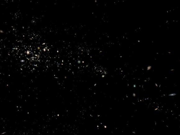 The Virgo Cluster and a chain of galaxies